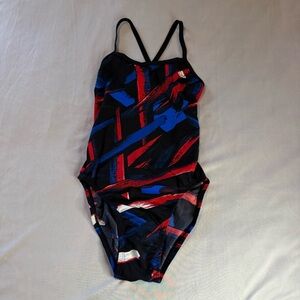 Adidas Infinetex Swimsuit Lined Red and Blue Women's Size 26 (US size XS)